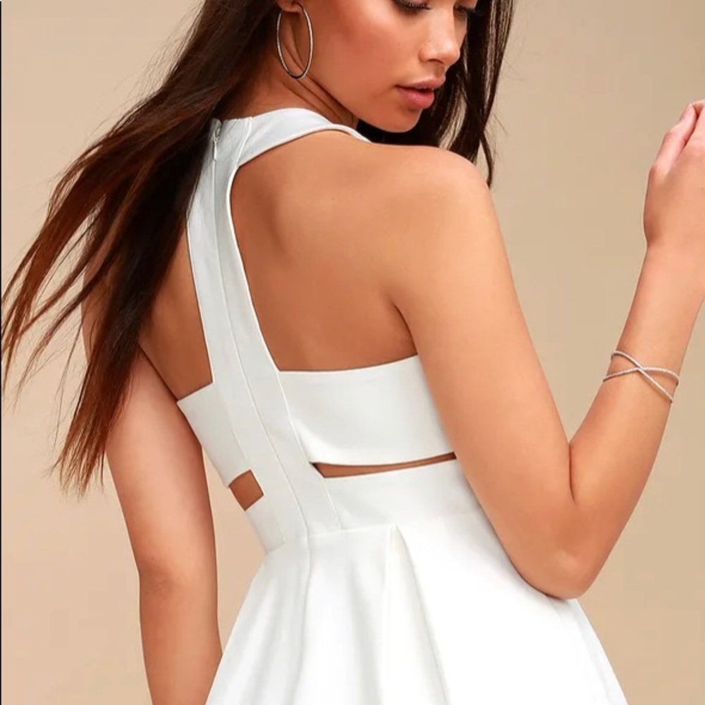 Lulus Skater Dress Cut Out Back Lined White Sz M